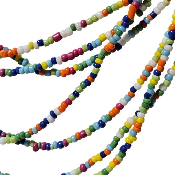 Boho Pink Seed Beaded Multi Strand Necklace Funky Fashion Jewelry Women - Picture 2 of 7